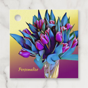 Étiquettes Cadeau Aquarelle pourpre Tulips Personnaliser