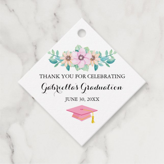 Étiquettes Cadeau Aquarelle Printemps Floral Burst Graduation (Devant)