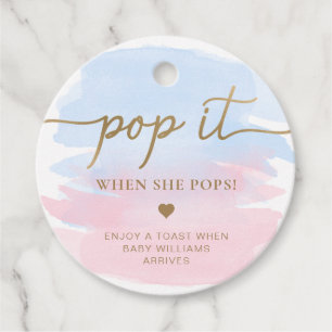 Étiquettes Cadeau Aquarelle rose Bleu Pop Quand Elle Pops Favoriser