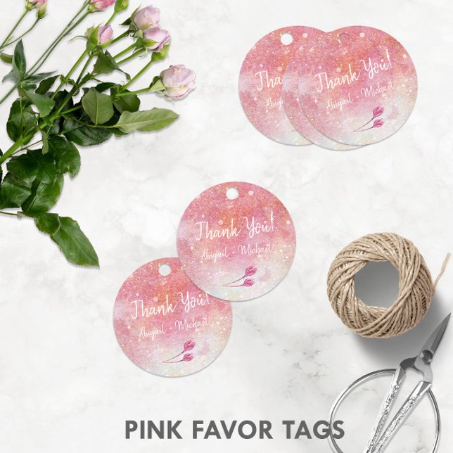 Étiquettes Cadeau Aquarelle Rose Bureaux 🌹 (Watercolor Pink Rose Buds 🌹 Favor Tags -- Click to Customize On Screen Now!
)