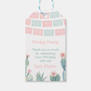 Étiquettes-cadeau Aquarelle rose Cactus Fête mexicaine Fête Favorise