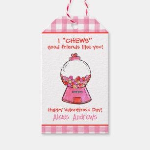 Étiquettes-cadeau Aquarelle rose En vichy lunettes Saint-Valentin