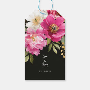 Étiquettes-cadeau Aquarelle rose et blanc Peony Mariage floral