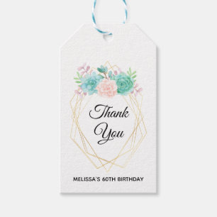Étiquettes-cadeau Aquarelle rose et vert moderne Succulents