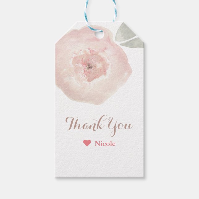 Étiquettes-cadeau Aquarelle rose Fleur Anniversaire Fête Favoriser (Devant)