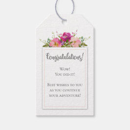 Étiquettes-cadeau Aquarelle rose Floral Graduation Félicitations