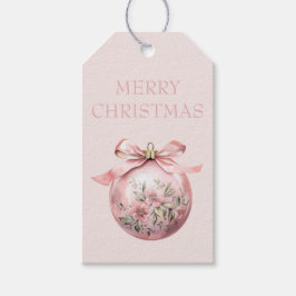 Étiquettes-cadeau Aquarelle rose Floral Ornement de Noël