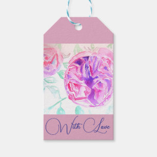 Étiquettes-cadeau Aquarelle rose Lilac Merci rose