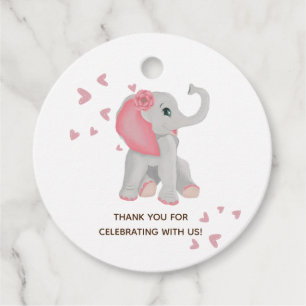 Étiquettes Cadeau Aquarelle rose mignonne bébé Baby shower éléphant