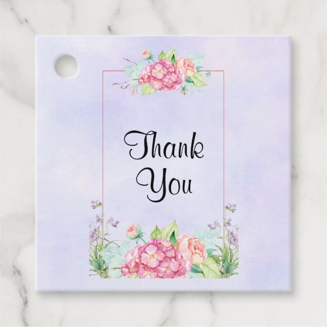 Étiquettes Cadeau Aquarelle rose moderne Merci de cadre Floral (Devant)