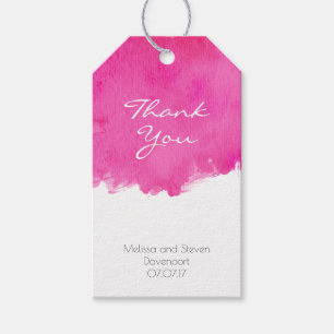 Étiquettes-cadeau Aquarelle rose Paint Splatter Mariage Merci
