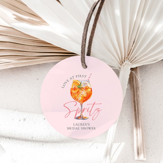 Étiquettes Cadeau Aquarelle Rose Pâle Aperol Spritz Fête de Mariage (Créateur téléchargé)