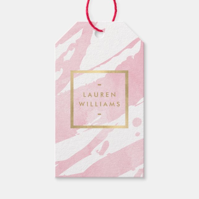 Étiquettes-cadeau Aquarelle rose pastel Abstraite (Devant)