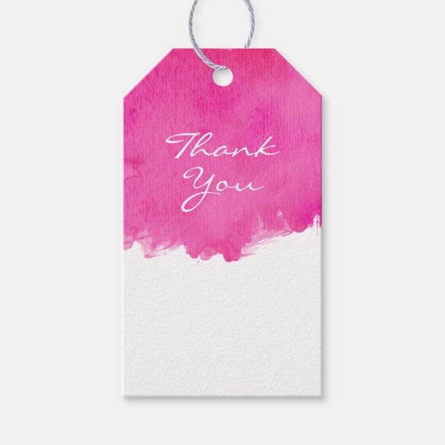 Étiquettes-cadeau Aquarelle rose Peinture Merci (Devant)