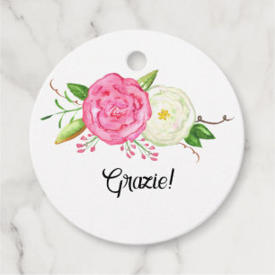 Étiquettes Cadeau Aquarelle Roses Roses Roses Roses Roses Blanches