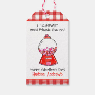 Étiquettes-cadeau Aquarelle Rouge En vichy Gumballs Valentine's