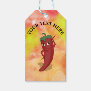 Étiquettes-cadeau Aquarelle rouge Hot Pepper Diva