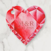 Aquarelle Ruby Heart 40e anniversaire de Mariage