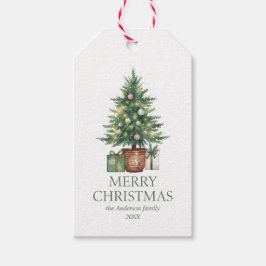 Étiquettes-cadeau Aquarelle rustique Arbre de Noël non photo