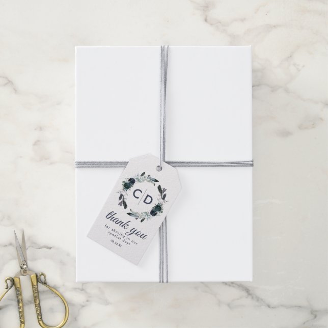 Étiquettes-cadeau Aquarelle Rustique Bleu Floral Mariage Favoriser (Avec de la ficelle)