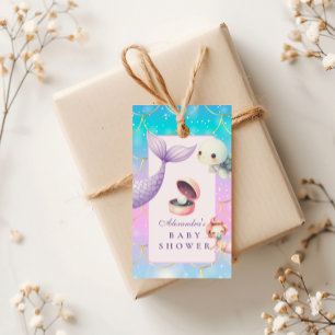Étiquettes-cadeau Aquarelle Sous Le Baby shower Sea Little Pearl