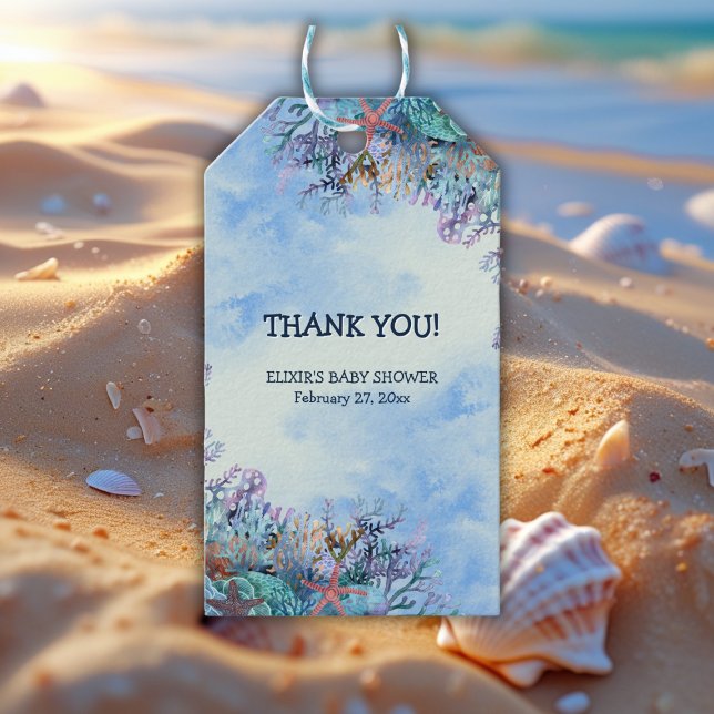 Étiquettes-cadeau Aquarelle sous le Baby shower Sea Wonder (Créateur téléchargé)