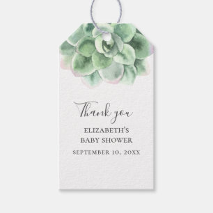 Étiquettes-cadeau Aquarelle succulente. Baby shower Cactus merci