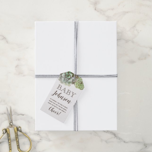 Étiquettes-cadeau Aquarelle Succulente | Balise de préférence de Bab (Avec de la ficelle)