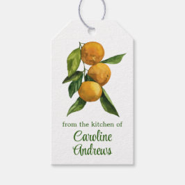 Étiquettes-cadeau Aquarelle Tangerines organiques