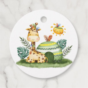 Étiquettes Cadeau Aquarelle Tribal Giraffe Safari fête d'anniversair