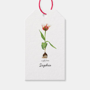 Étiquettes-cadeau Aquarelle Tulip Fleur de printemps Joyeux annivers
