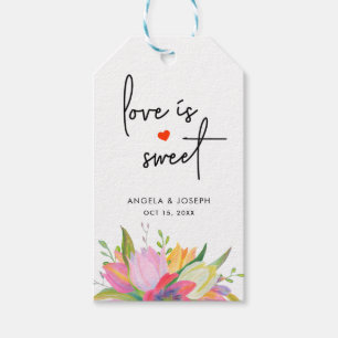 Étiquettes-cadeau Aquarelle Tulipe rose Script L'amour est Mariage d