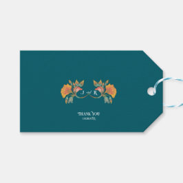 Étiquettes-cadeau Aquarelle turquoise Art Nouveau Mariage