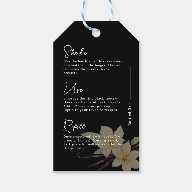 Étiquettes-cadeau Aquarelle Vanilla Black Extrait Instruction (Devant)