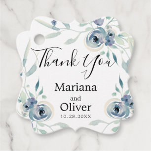 Étiquettes Cadeau Aquarelle vert pourpre Floral
