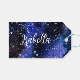Étiquettes-cadeau Aquarelle violet Univers