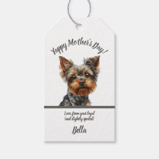 Étiquettes-cadeau Aquarelle Yappy Yorkie fête des mères