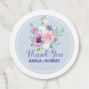 Étiquettes Cadeau Aquarelles douces fleurs bouquet texte modèle