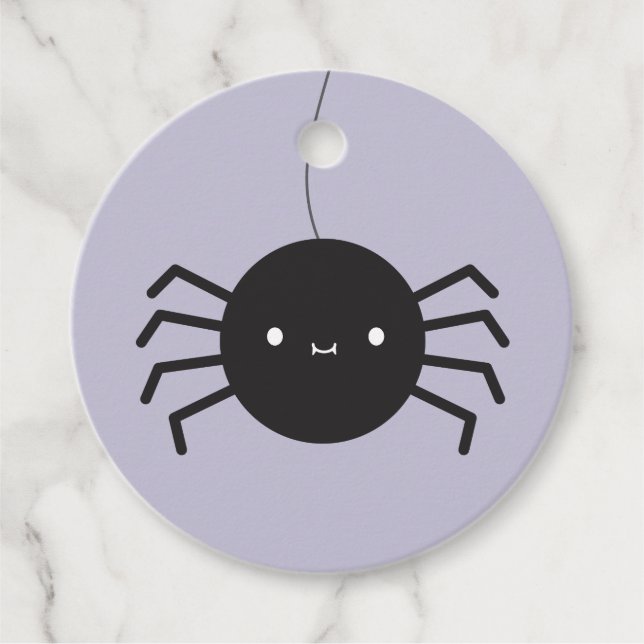 Étiquettes Cadeau Araignée d'Halloween Kawaii (Devant)