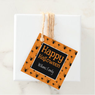 Étiquettes Cadeau Araignées Joyeux Halloween Texte personnalisé noir