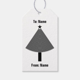 Étiquettes-cadeau Arbre de Noël Abstrait noir rayé