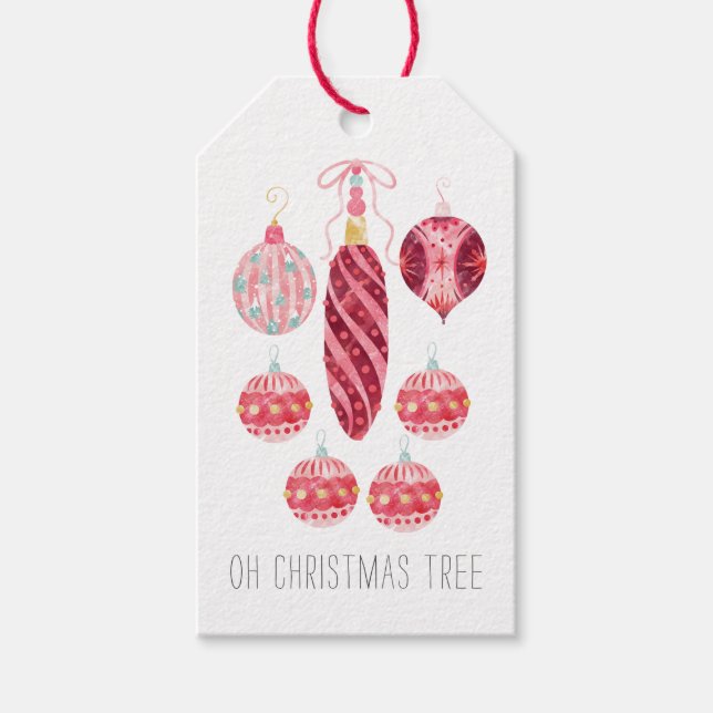 Étiquettes-cadeau Arbre de Noël Aquarelles (Devant)