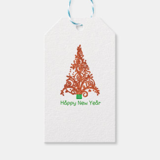 Étiquettes-cadeau arbre de noël avec parties scintillant rouge extra