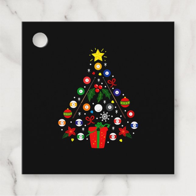 Étiquettes Cadeau Arbre de Noël Billiard (Devant)