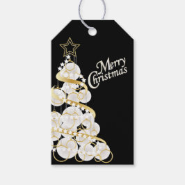 Étiquettes-cadeau Arbre de Noël blanc et or élégant