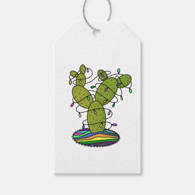 Étiquettes-cadeau Arbre de Noël Cactus (Devant)