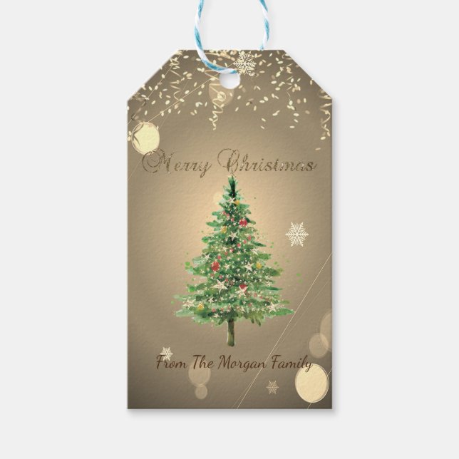 Étiquettes-cadeau Arbre de Noël Chic, Confetti (Devant)