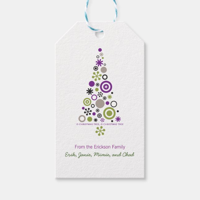 Étiquettes-cadeau Arbre de Noël des fêtes de Mod (personnalisé) (Devant)