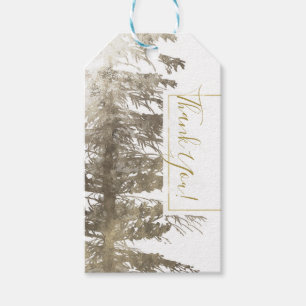 Étiquettes-cadeau Arbre de Noël doré et blanc Mariage rustique en fo