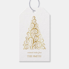 Étiquettes-cadeau Arbre de Noël doré, Joyeux Noël